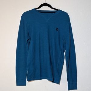 Blue Teal Thermal Long Sleeve Shirt